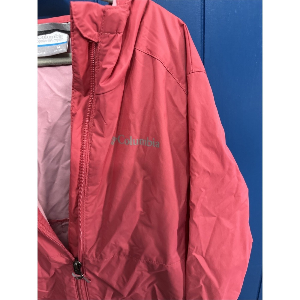 Columbia Girls' Pink Hooded Windbreaker Rain Jacket Shell Size Medium - Picture 2 of 9